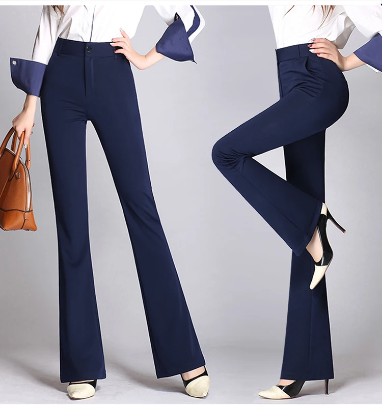 Flare Pants Women 2019 Autumn High Waist Elastic Slim Candy Color 26~35 Bodycon Long Ladies Trousers Workwear Pantalon Femme (16)