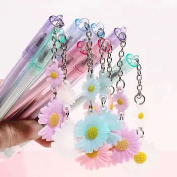 

50PCS Japanese and Korean Fashion Daisy Pendant Gel Pen Students Classroom 0.38mm Black Ball Pen Stationery Signature Pen