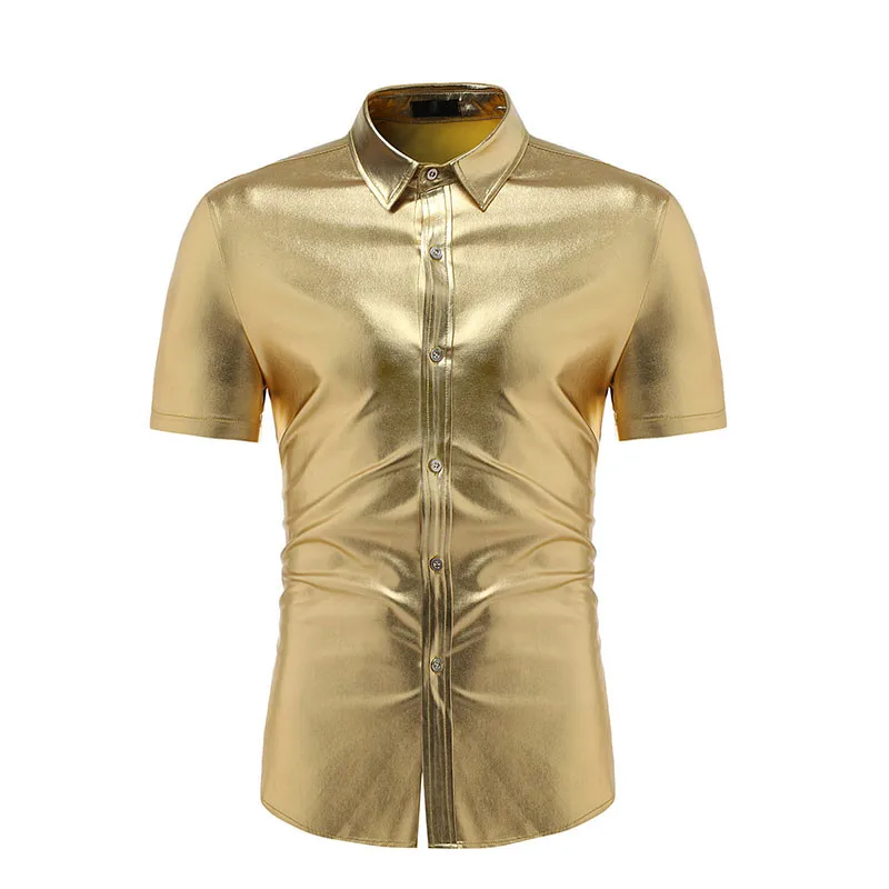 Мужские Металлические Блестящие для ночного клуба вечерние рубашки Camisa Masculina 2021