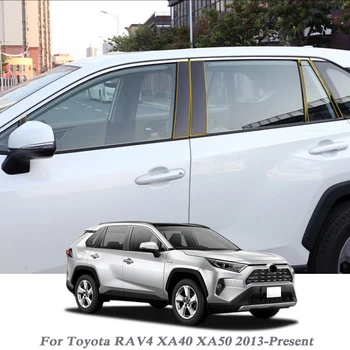 

8pcs Car Styling For Toyota RAV4 XA40 XA50 2013-Present Car Window Trim Sticker Middle Column Stickers PVC External Accessories