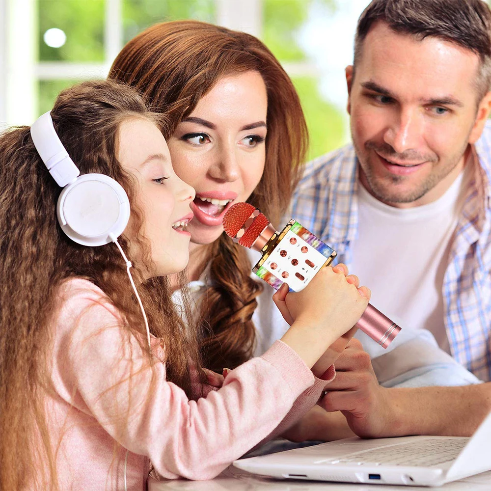 Модный Bluetooth беспроводной микрофон для детской Подарочная Музыкальная Коробка с светодиодный светильник для дома KTV музыкальные микрофоны