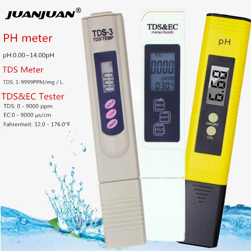 Ph meter Water quality tester Digital PH /TDS/ EC Meter Tester Thermometer Pen Water Purity PPM Filter Hydroponic for Aquarium Pool Water Monitor
