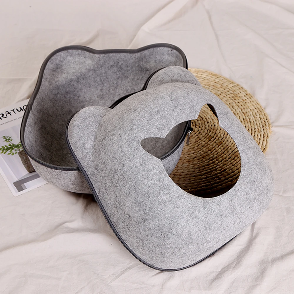 Semi Closed Removable Dog Cat Bed Cat Sleeping Bag Cat Cave Sofa Mat Winter Warm Pet 4