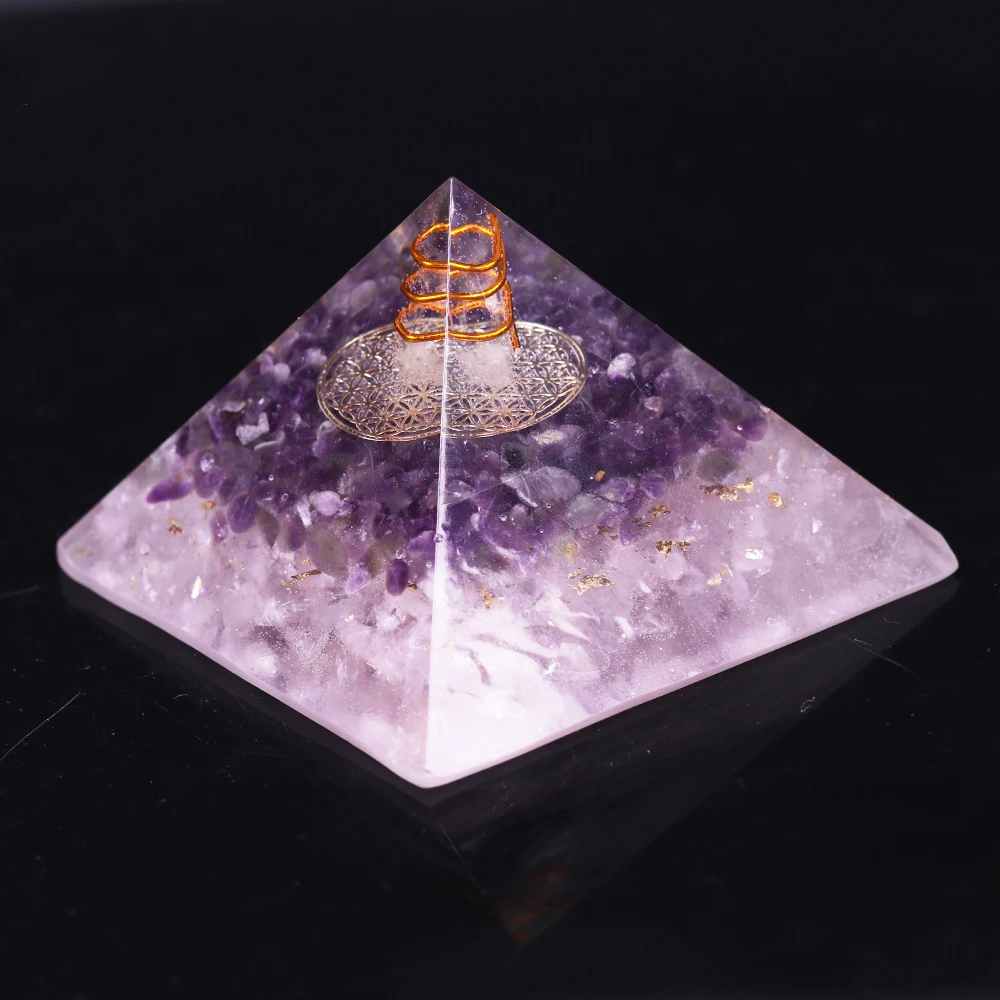 Природный аметист, оргонит, пирамида, энергетический преобразователь, Orgone Aura, чакра, смола, декоративное украшение, подарок на удачу