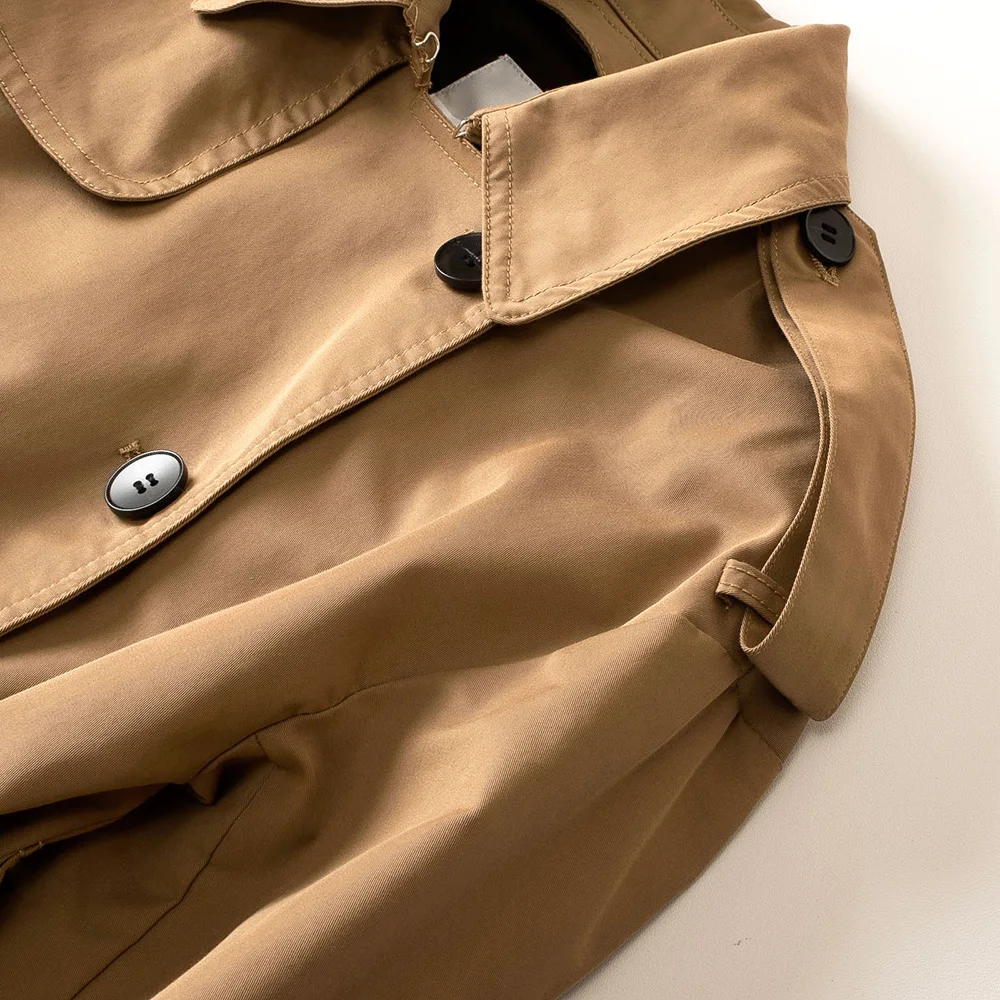 Cena Dobrej jakości Khaki Trench Coat kobiety odzież 2019 nowa sprzedaż stylowy pasek szczupła podwójne piersi urząd Lady kobiet wiatrówki