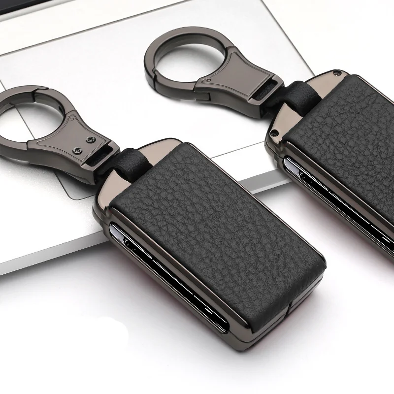 Beautiful Galvanzed Alloy&Leather Car Smart Key Case Cover Shell For Volvo XC40 XC60 S90 XC90 V90 2017 2018 T5 T6 T8 Accessories