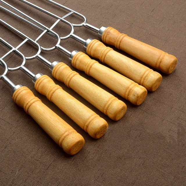 6/12Db Hordozható Éles Pörkölt Villák Táskával Kemping Hot Dog Nyárs Rozsdamentes Acél Bbq Barbecue Szerszám Kolbászhoz - Image 4