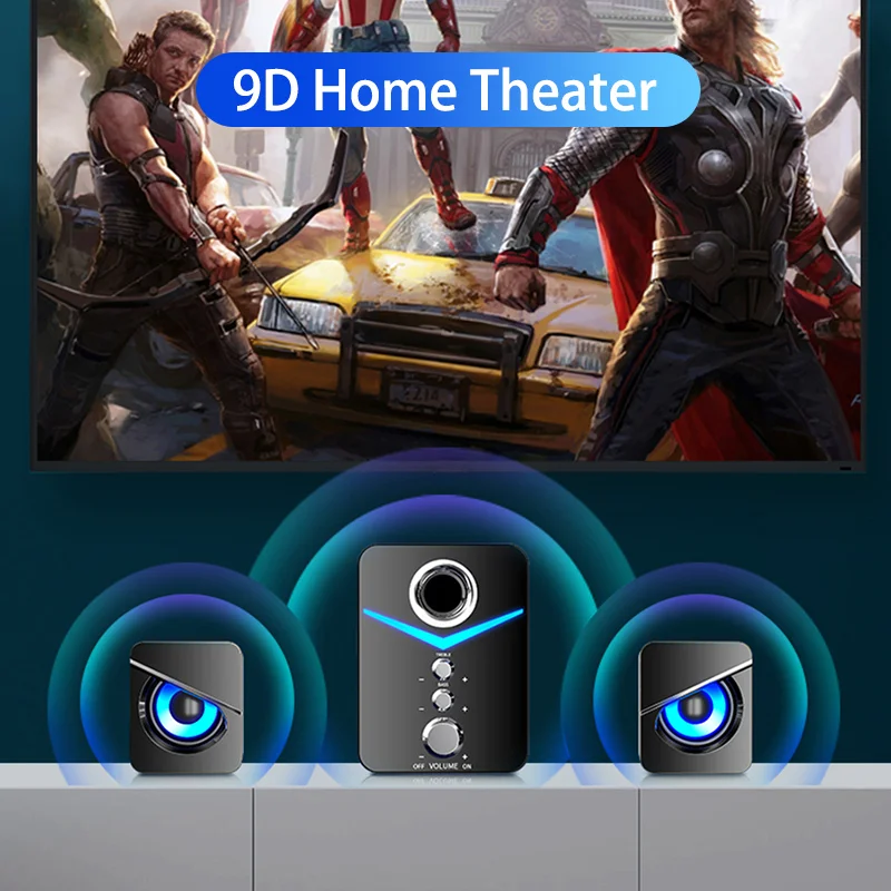 Computer Speakers Wired Loudspeaker Bass Subwoofer AUX Audio Home Theater Music Bluetooth Player PC Laptop SoundBox