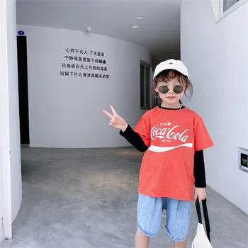 

2020 Korea style baby girls boys printed t-shirt spring summer fashion cotton kids top 3-8t