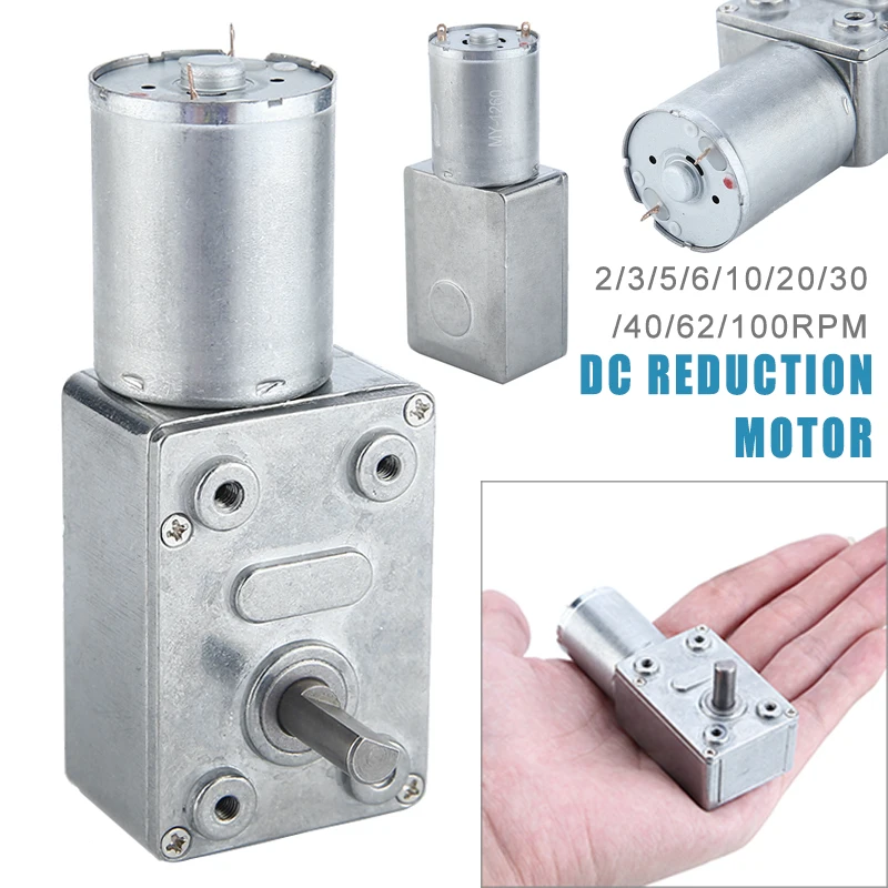 

1pc DC 12V Gear Speed Reduction Motor Worm Reversible Electric High Torque Turbo Geared Motor 2/3/5/6/10/20 /30/62/100RPM Mayitr