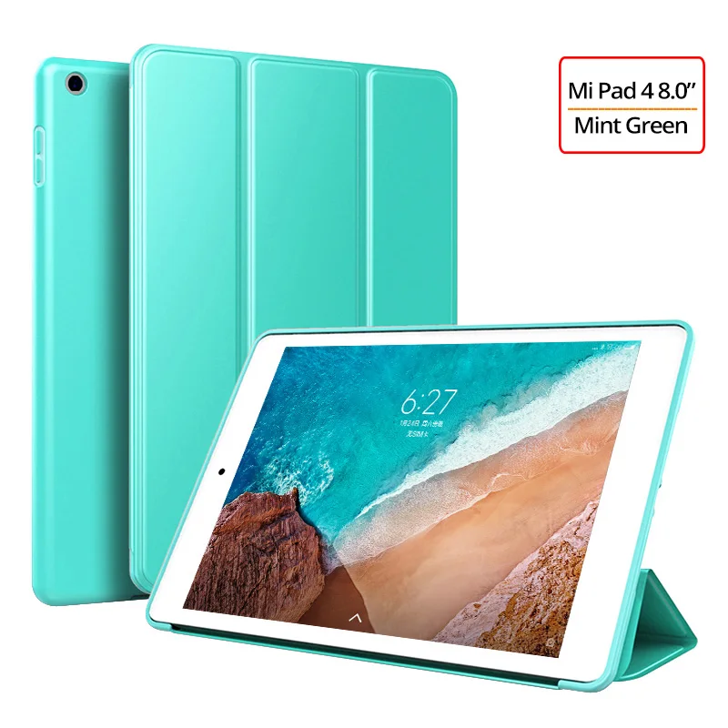 Чехол для Xiaomi Mi Pad 4 ультратонкий Магнитный Флип-стенд силиконовый мягкий чехол для смартфона чехол для Xiaomi Mi Pad 4 8,0 Tablet Funda - Цвет: Mint Green