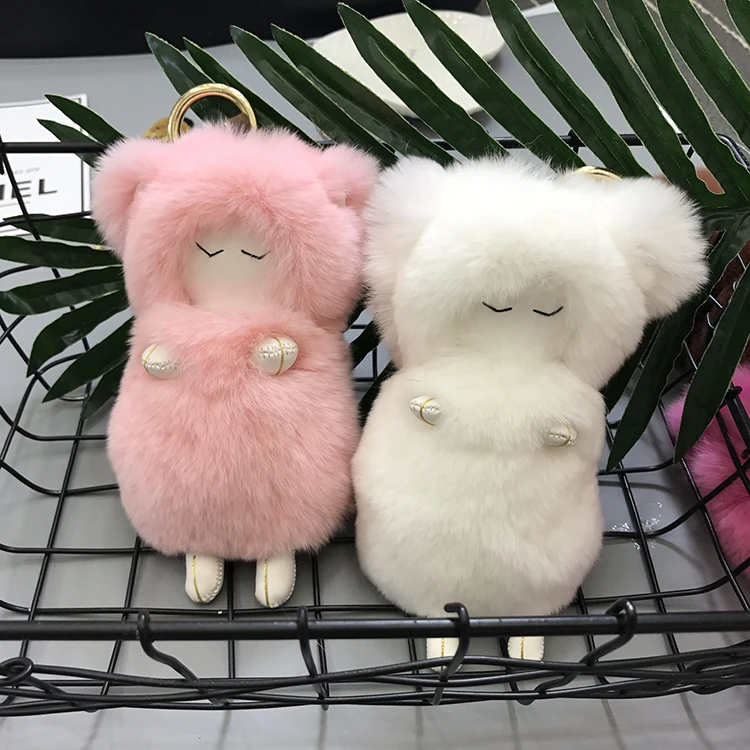 

Rex rabbit fur lamb fur pendant cute sleeping sheep doll pendant furry bag pendant car hanging ornament key chain