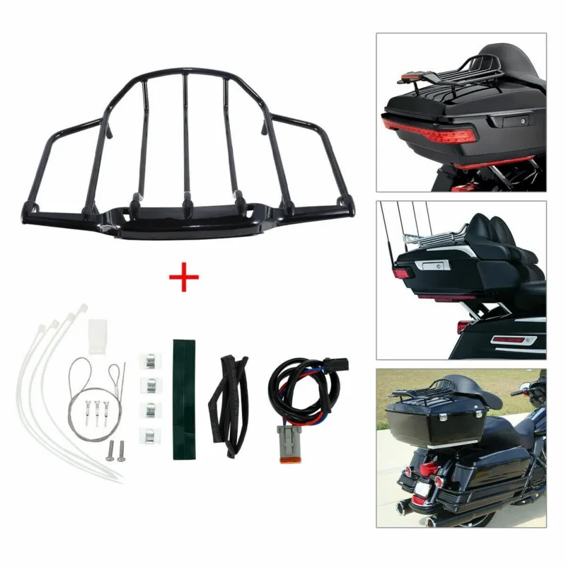 Motorcycle LED Light Pack Trunk Luggage Rack For Harley Tour Pak Road King Glide Touring Electra Street Glide 93-13 Air Wing motorcycle luggage rack