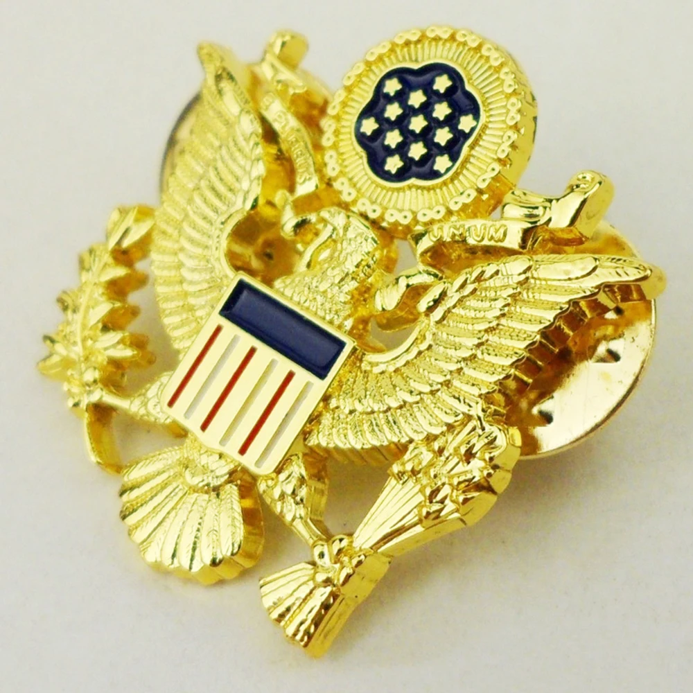 

WWII US ARMY OFFICER SHOULDER EAGLE Mini COLLAR PIN BADGE INSIGNIA COCKADE GOLD