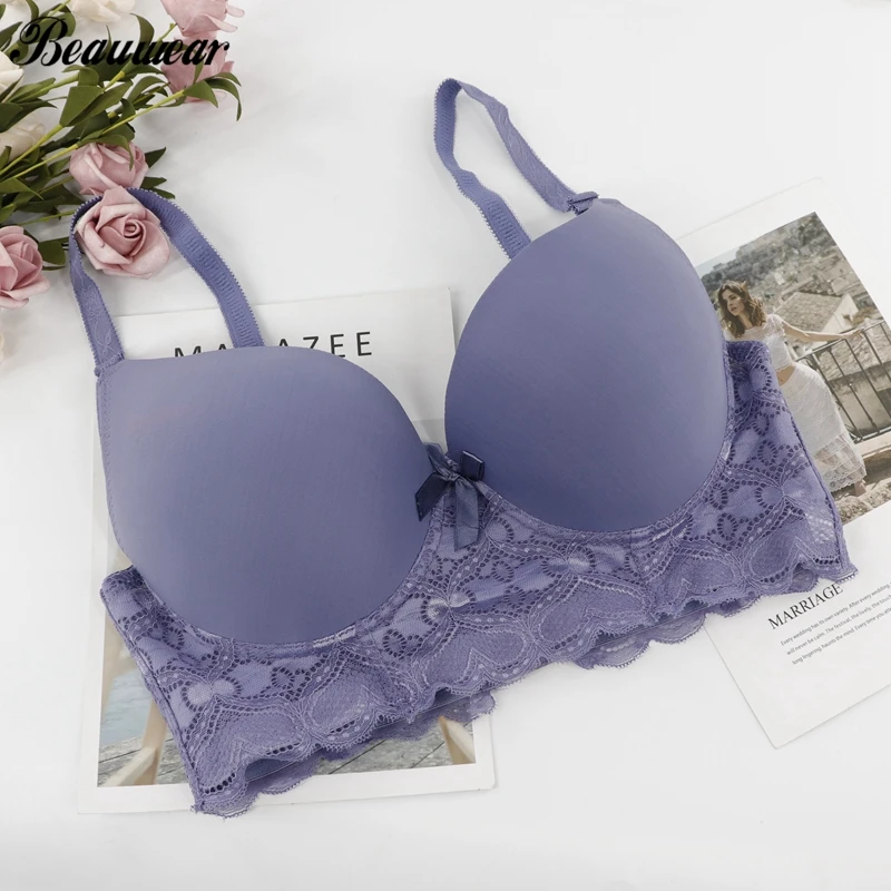 Beauwear Lace Band Longlined Bra Female Brassiere Lingerie Unlined Push Up Seamless Comfortable Full Coverage Plus Size 42D-48DD | Женская
