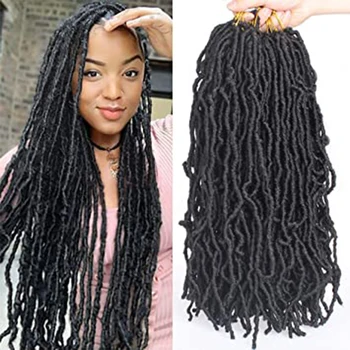 

Glamo 18inch Goddess Faux Loc Crochet Hair Synthetic Soft Messy Boho Ombre Braiding Hair Extension Natural Look Nu Locs Hair