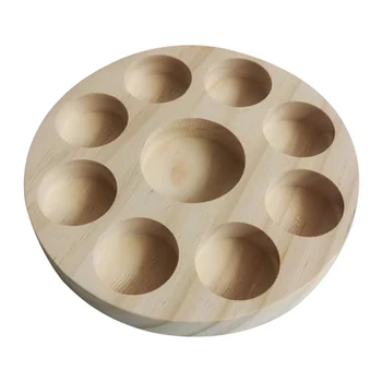 

Round Tray Wooden Essential Oil Display Stand Rack Container with 9 Slots