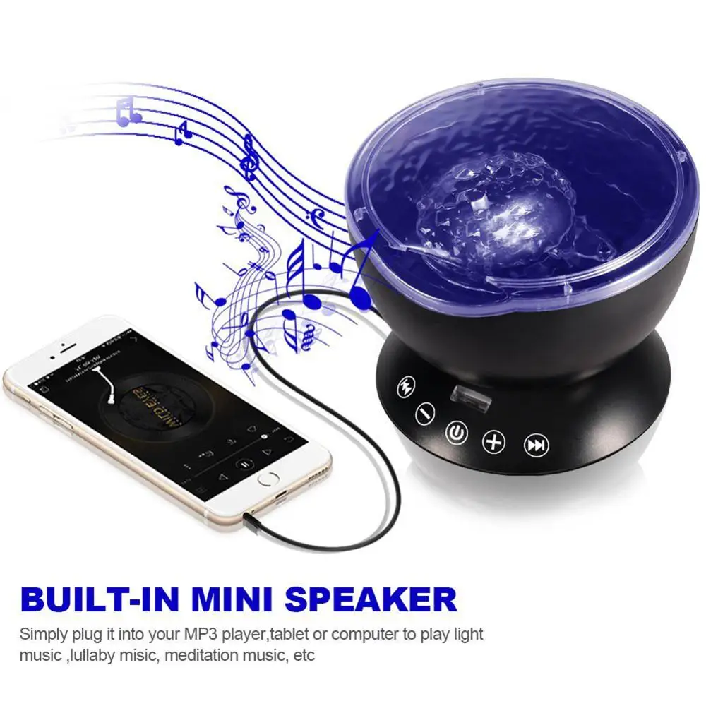 LED Music Night Light Moon Lamp Star Remote Control Ocean Wave Built In Music Player Control 7 Light Cosmos Star For Kid Bedroom
