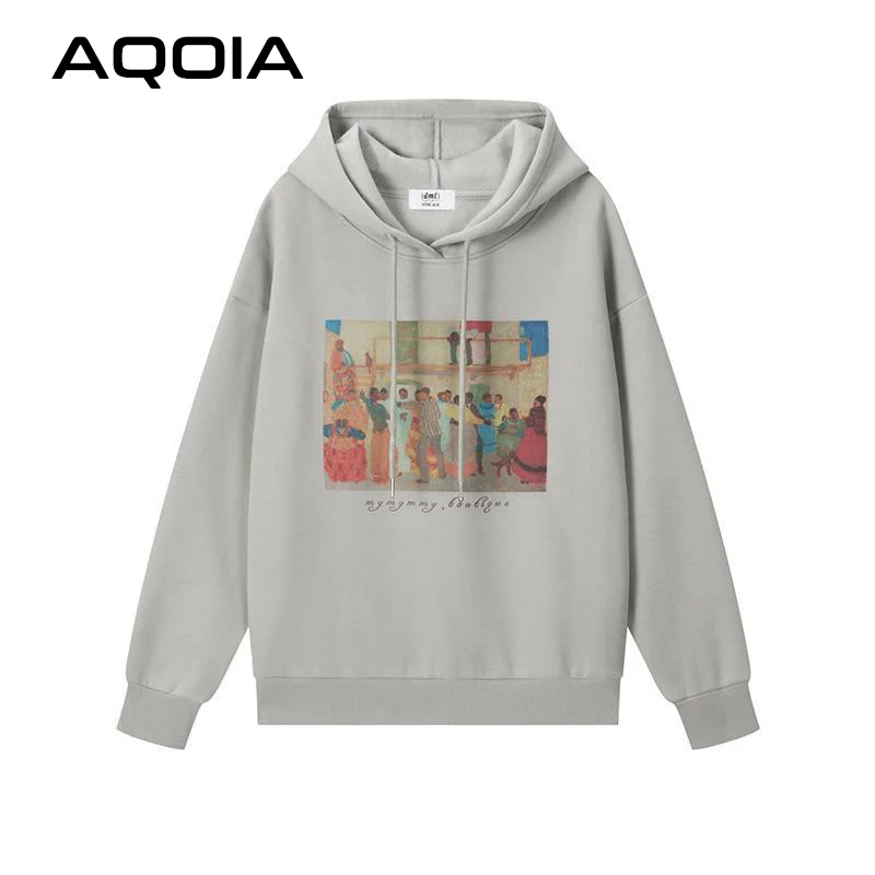 

2021 Autumn Y2K Vintage Painting Printing Oversize Women's Hoodies Loose Women Sweatershirt Hip Hop Plus Size Female Pullovers