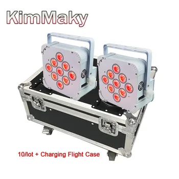 

10 light IRC Remote Control Smart LED UPLIGHT 9x18 6in1 RGBAW UV Battery Wireless Stage LED Par Light With Flight Case