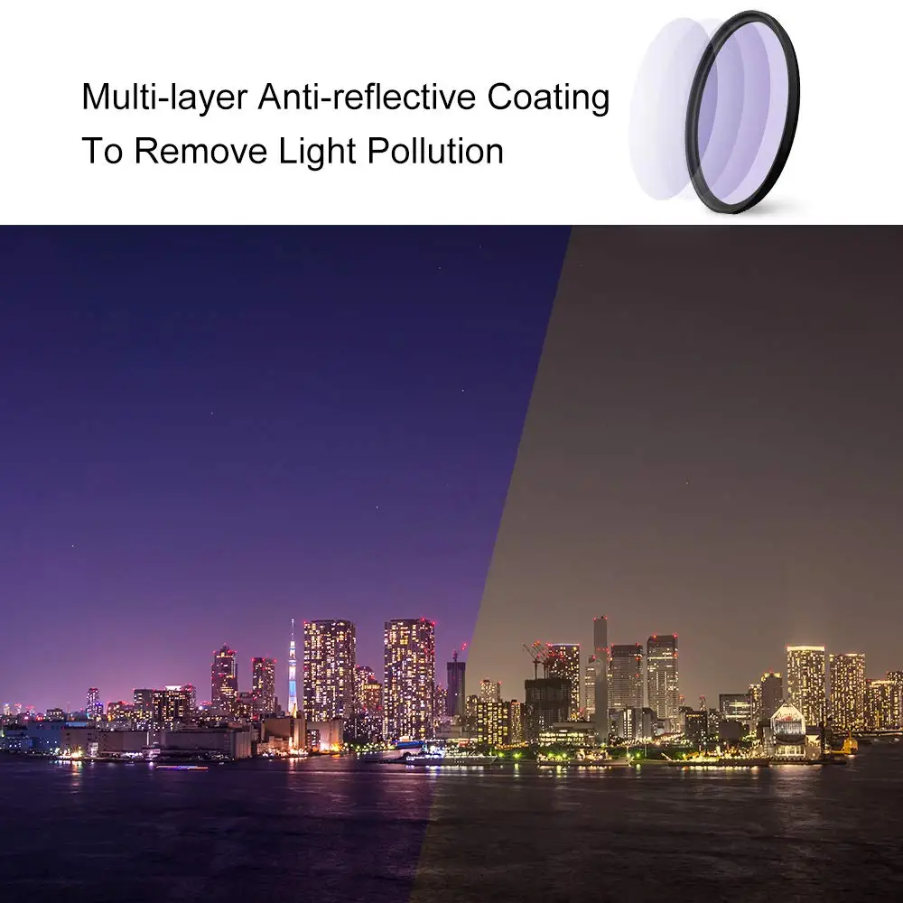 Online K   F concepto 52 58 67 72 77 82mm Filtro de noche transparente reducción de la contaminación de la capa Nano de múltiples capas para el cielo nocturno Estrella
