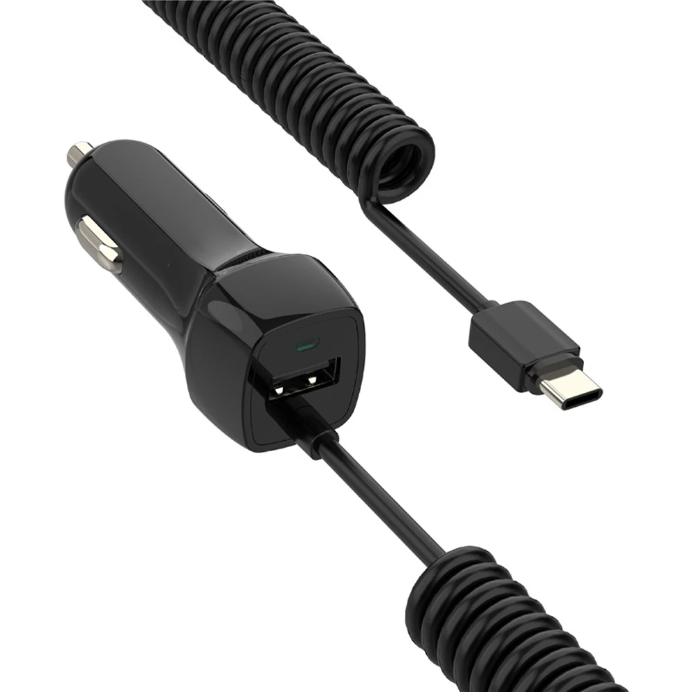 Пружинный кабель usb type-C для автомобильного стайлинга, гибкий кабель для быстрой зарядки 2,4 А, USB C для устройства type-C для Xiaomi huawei