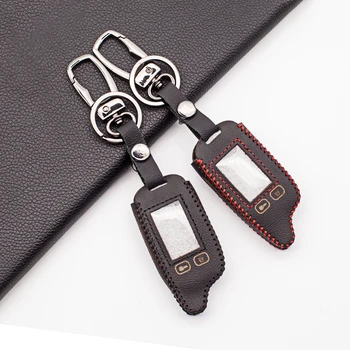 

TW 9010 LCD Remote Smooth Leather Keychain Fob Case Cover for Russian Version Tomahawk TW9010 Two Way Car Alarm System TW-9010