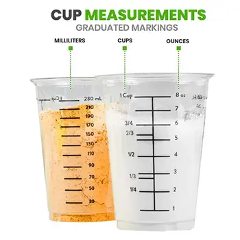 

Disposable Measuring Cups for Resin 8oz Clear Plastic Measuring Cup for DIY Epoxy Resin Art Graduated Measure in mL and OZ