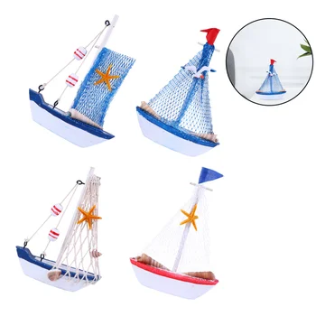 

4pcs Sailboat Ornament Prime High Quality Sturdy Durable Sailboat Model Sailboat Ornament Sailboat Adornment for Home Tabletop