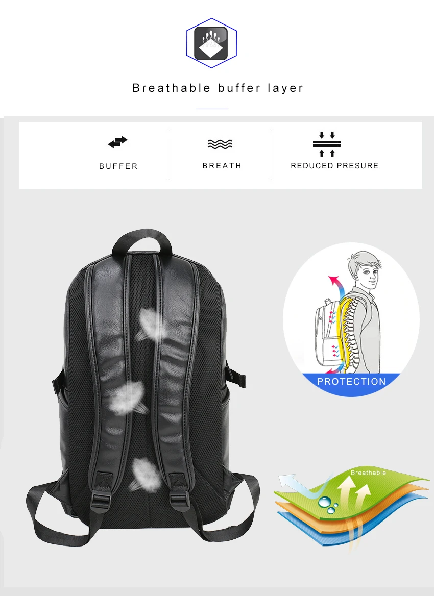 2018 VORMOR бренд водостойкий 15,6 дюймов ноутбук рюкзак мужские кожаные рюкзаки для подростка мужские повседневные Daypacks mochila мужской