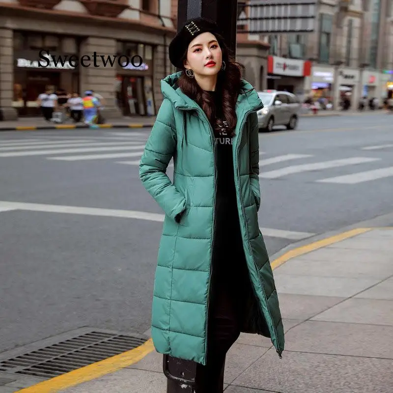Solid slim hooded cotton coat women long women jacket waterproof windproof winter jacket women  6XL