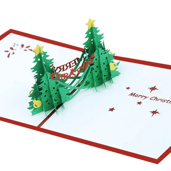 

3D Pop Up Greeting Cards Merry Christmas Holiday Postcard Xmas Gift Card Christmas Tree Card Thanksgiving Postcard