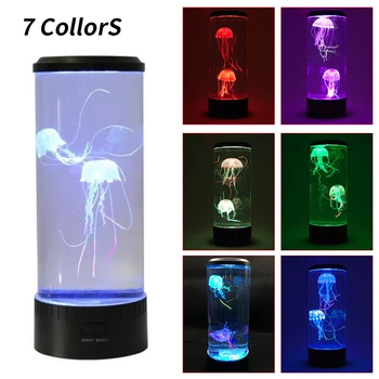 

Lava Lamp Jellyfish Aquarium Lamp Tank Relaxing Light LED Bedside Night Light Desktop Lighting 7 Color Changing 35 CM