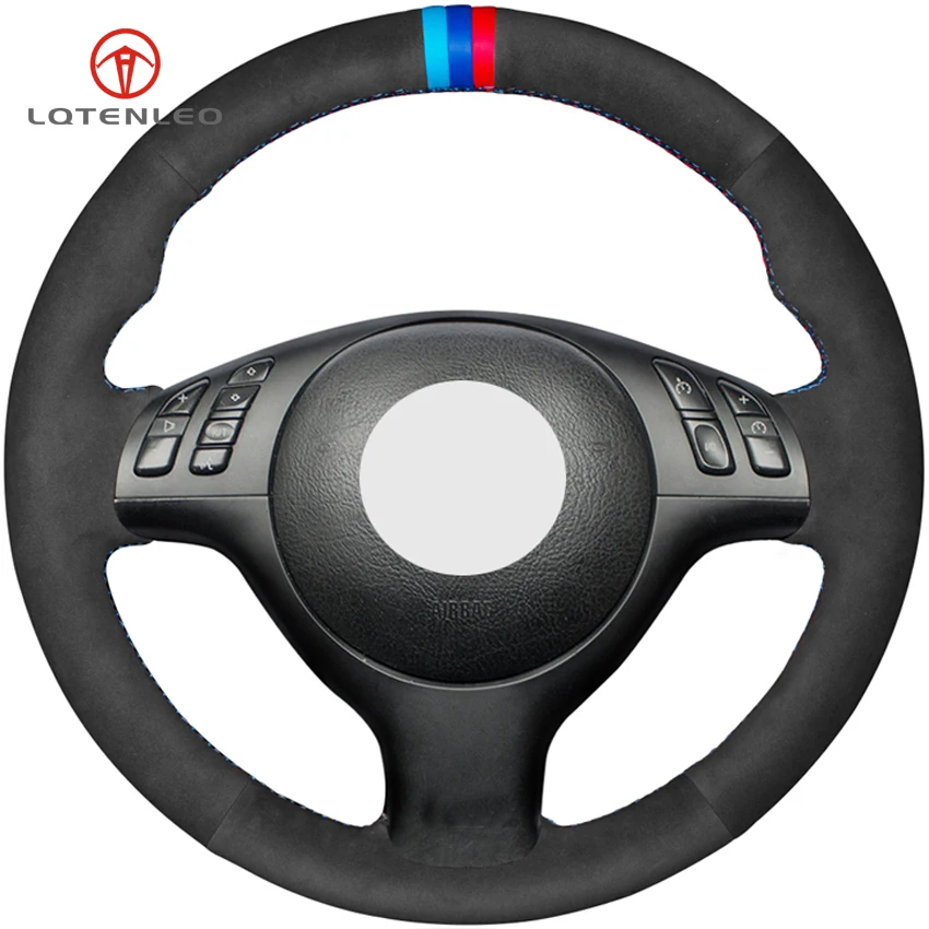 Черный замшевый чехол на руль LQTENLEO для BMW M Sport 3 Series E46 330i 330Ci 5 E39 540i 525i 530i M3 M5 2000