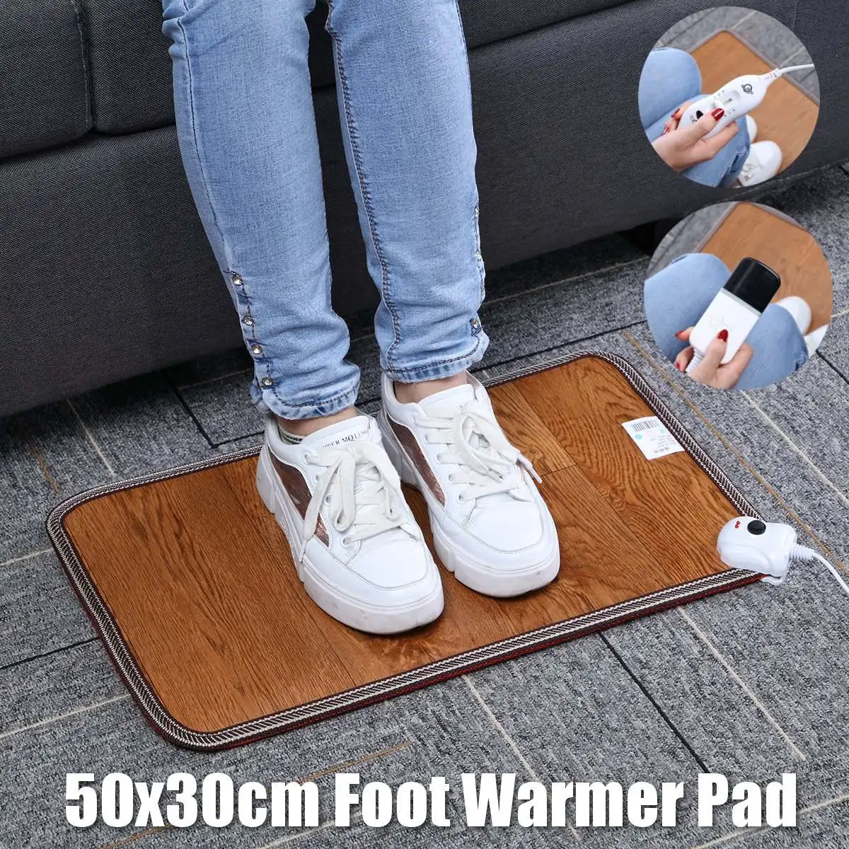 Leather Heating Foot Mat Warmer Electric Heating Pads Feet Leg Warmer Carpet 