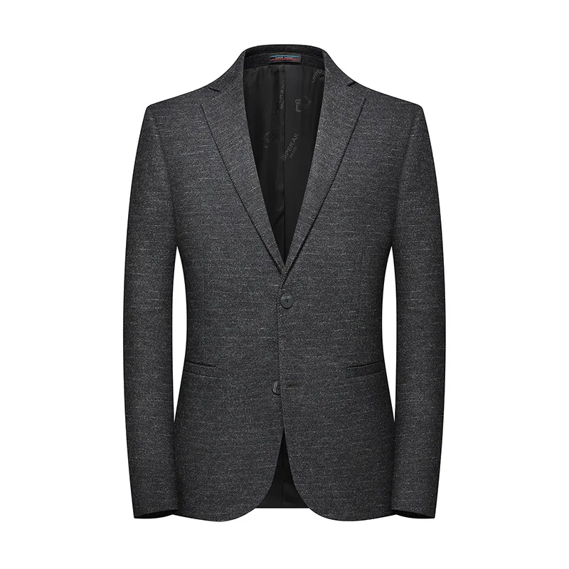 2019 Autumn Winter Men Blazers Grey Full Sleeve Wool Cotton Blazer Jacket Smart Casual Male Suit Fashion City Regular Coats