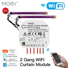 

Tuya Smart WiFi 2 Gang Double Curtain Blind Switch Module Roller Shutter Electric Motor Smart Life App with Google Home Alexa