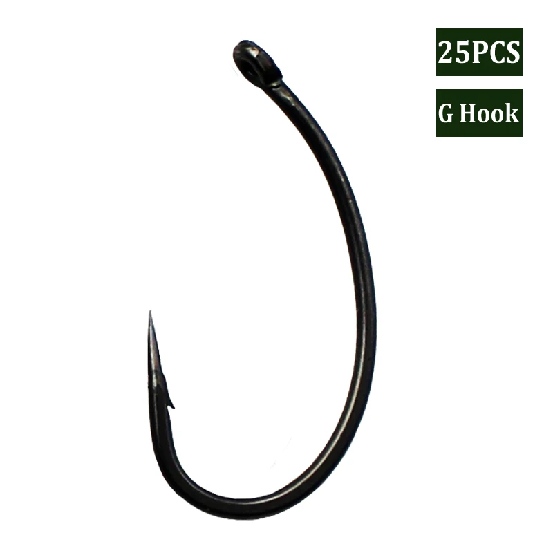 

25PCS High Carbon Steel Carp Fishing Hooks Teflon Coated Carp Hooks Barbed Chod Rig Hooks Carp Fishing Feeder Tackle Accessories