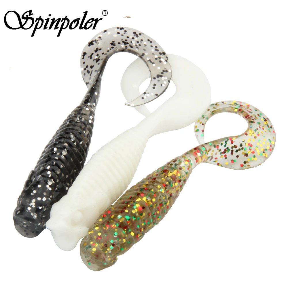 Spinpoler 80 мм 5,2 г 5 шт./партия 3D Мягкая приманка силиконовая резиновая пластиковая личинка червяка с гибким хвостом мягкая приманки наживка
