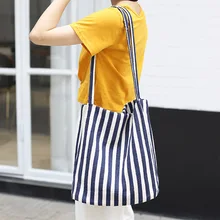 Женские холщовые сумки через плечо с полосатым принтом, сумка для покупок, сумки-тоут, повседневные сумки, многоразовые тканевые эко-сумки для покупок, пляжная сумка