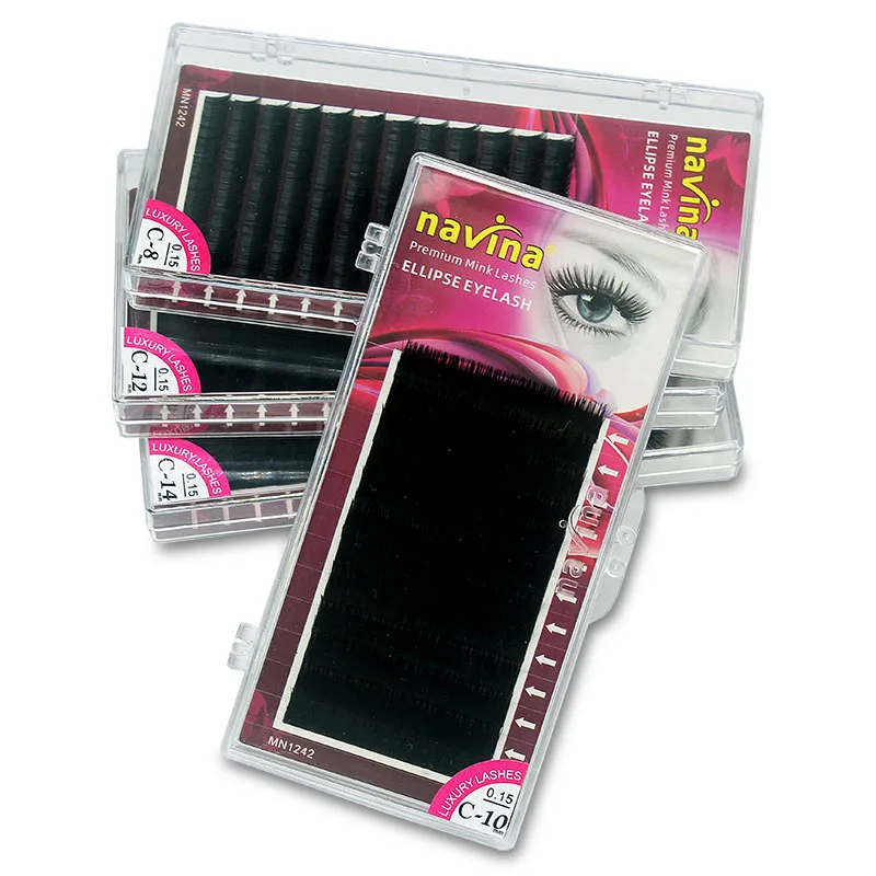 Navina Luxury 0.15C Soft MINK Ellipse Lashes Natural Extension Individual False Eyelashes Makeup Black Cilia Top Quality