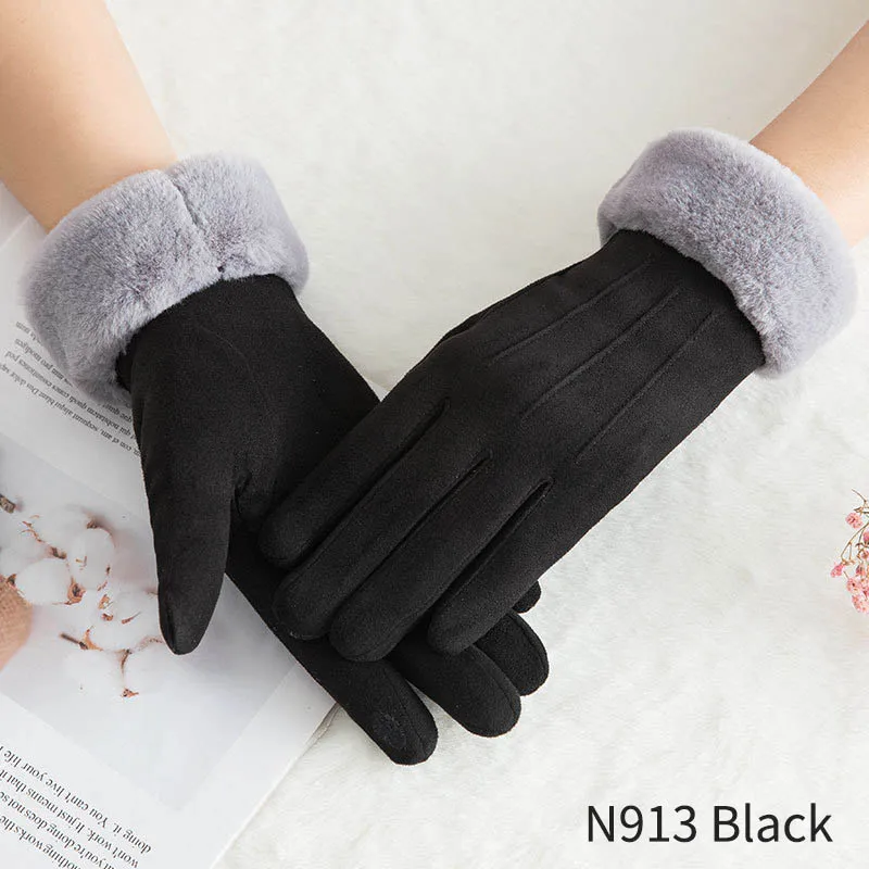 Модные женские спортивные теплые перчатки Luvas de inverno, одноцветные варежки с сенсорным экраном, Женские варежки