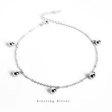 S925 тонкий серебряный Горох Круглый браслет на ногу из бисера в западном стиле INS крутой простой женский элегантный пляжные бусины jiao shi pin