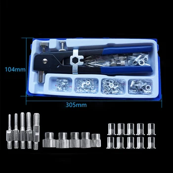 

Duty Manual Rivet Nut Machine Kit Hand Riveter Nosepiece Riveting Tools with 100pcs Nuts Workshop Threaded Repairing Insert