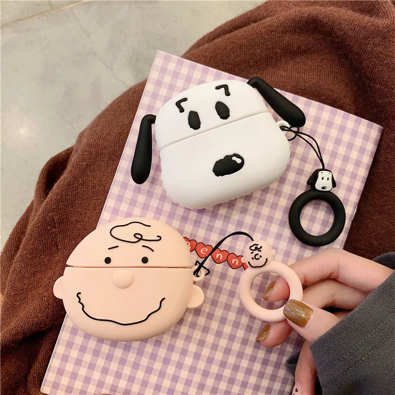 3D силиконовый чехол Charlie коричневого цвета для Airpods Pro, милый чехол для наушников с Bluetooth для Airpod Pro, чехол для Air Pods Pro с брелоком