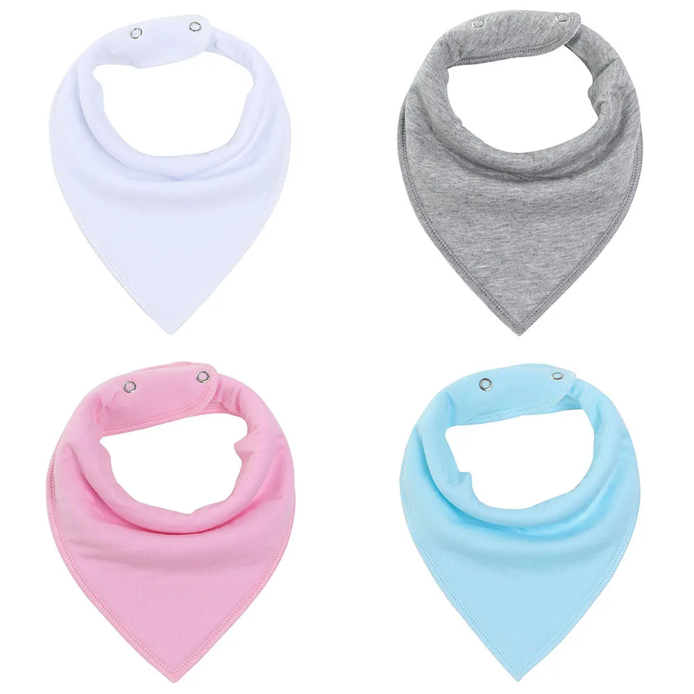 

4Pcs/Lot Solid Color Cotton Adjustable Baby Bib Newborn Saliva Towel Baby Bibs Feeding Bandanas Drooling Burp Cloths Accessories