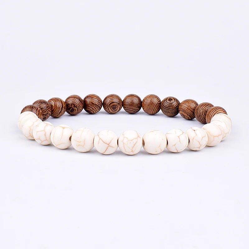 Volcanic Stone Bracelet for Men Lava Wooden 8mm Beads Bracelet Tibetan Buddha Wrist Chain Women Men Jewelry Gift New Bracelets 