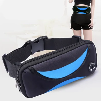 

Women Men Waist Bag Hiking Wear Resistant Large Pocket Breathable Polyester Adjustable Strap Earphone Hole Outdoor Running Belt