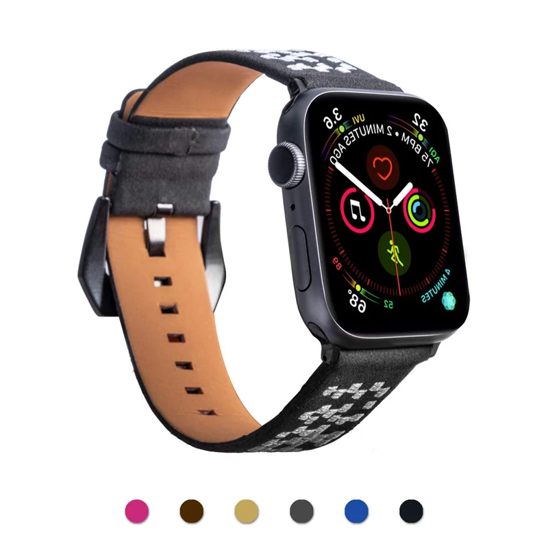 Вышитые кожаный ремешок для наручных часов Apple watch series 5/4/3/2/1 наручных часов Apple watch 38 мм 40 мм 42 44 мм наручных часов iwatch, браслет, аксессуары