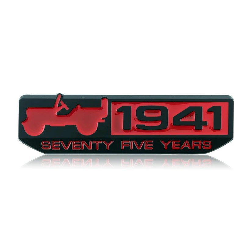 Наклейка на кузов для Jeep 1941 75 лет для Wrangler jk jl Grand Commander Cherokee Liberty Патриот Ренегат компас решетка эмблема - Название цвета: Black Red